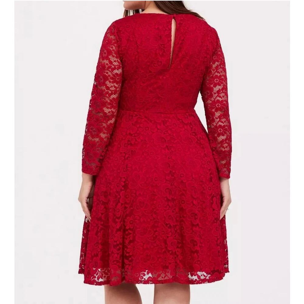Torrid Lace V Neck Long Sleeve Dress Size 2X Red - Picture 4 of 8